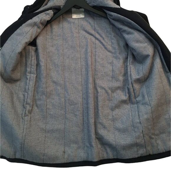 Zara Boys Hooded Coat Size 11/12 Black Wool Blend Zip Pockets Snap Closure - Picture 7 of 7